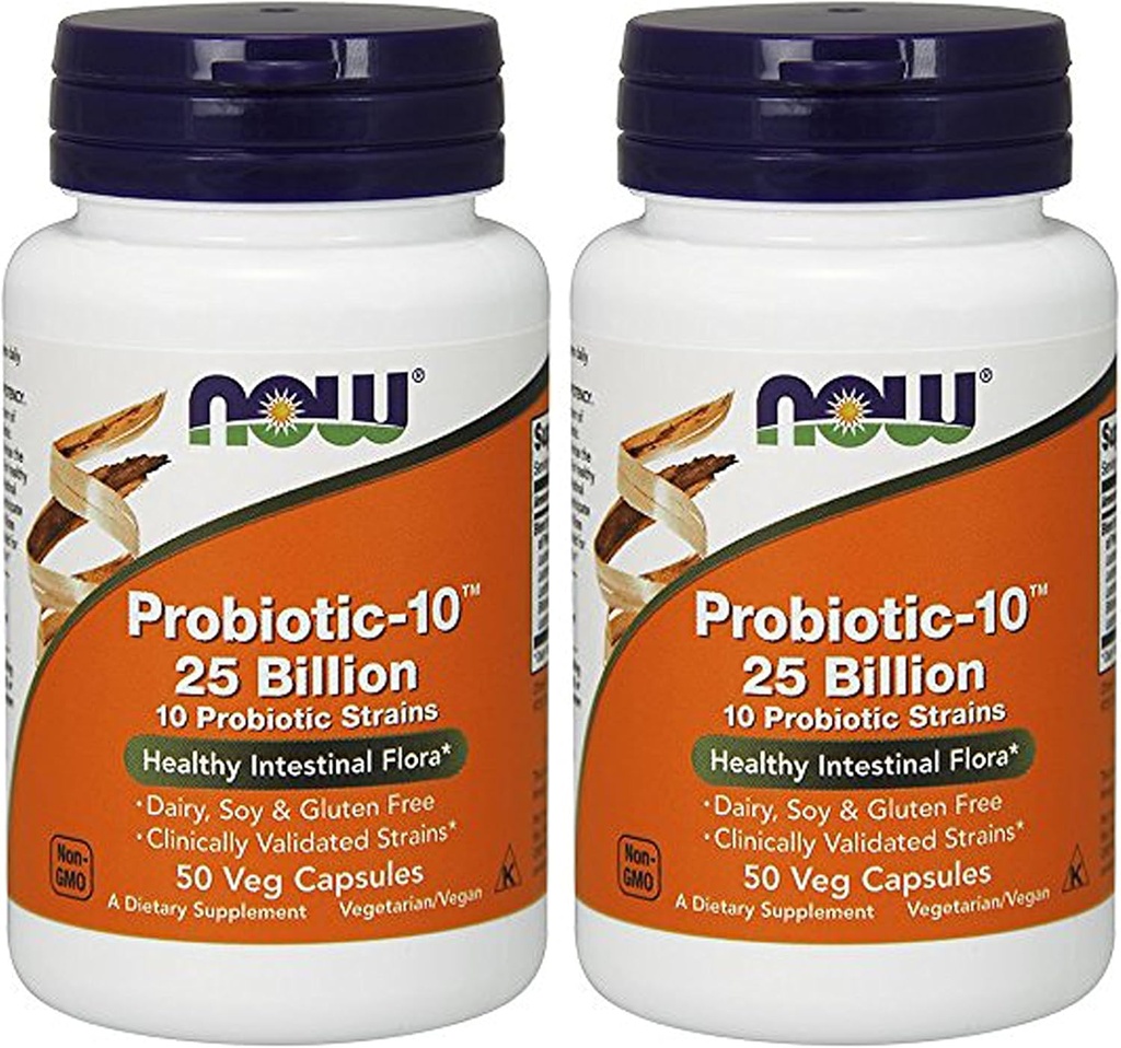 Now Foods Probiotic-10 25 Billion 50Vcaps (2 Bottles)
