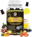Black Seed Oil & Sea Moss Gummies | Irish Sea Moss Gummy with Ashwagandha, Black Seed Oil, Elderberry, Turmeric, Vitamin D3, C, Zinc - Support Immunity, Joints, Digestion, Hair Growth - 60