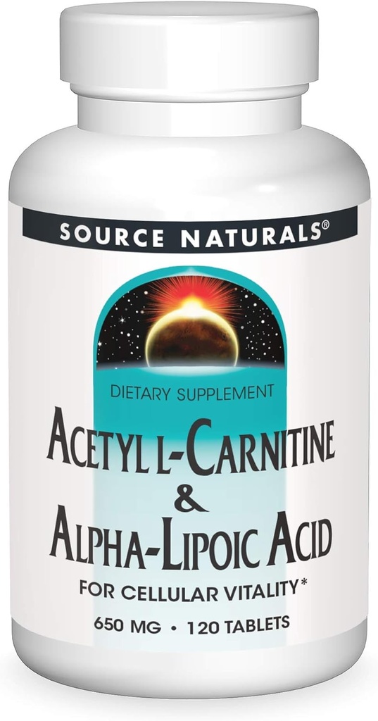 Source Naturals Acetyl L-Carnitine & Alpha-Lipoic Acid 650mg - 120 Tablets