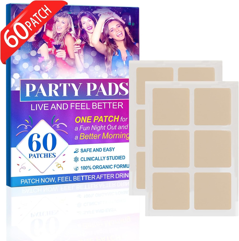 [60 Pack] Party Relief Patches Use The Patch Before Party Drinking，Wake up with a Recovery Patch for a Better Day，A Natural Patches.