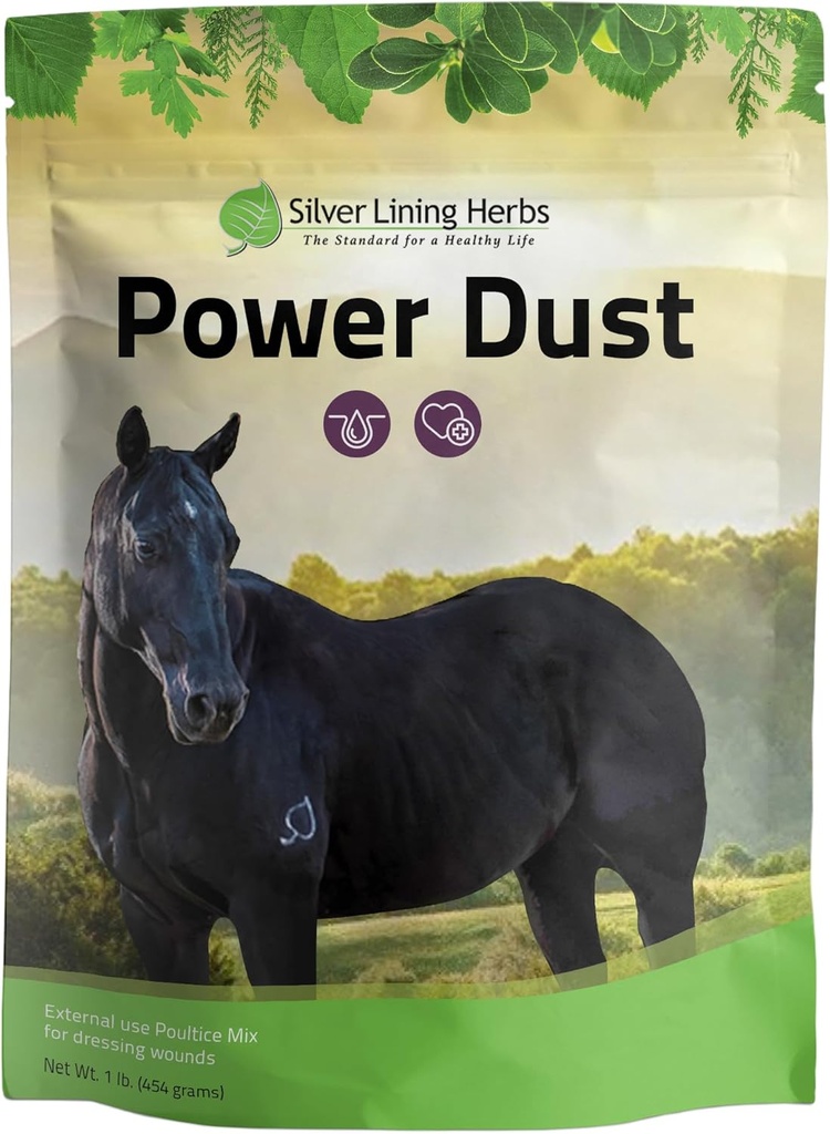 Silver Lining Herbs 16 Power Dust - Herbal Horse First Aid Powder or Poultice Mix - Natural Herbs for Horses - Horse Treatment & Care - Natural Equine First Aid - 1 lb Bag