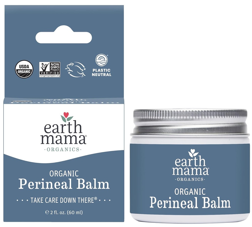 Earth Mama Organic Perineal Balm | Naturally Cooling Herbal Salve for Pregnancy and Postpartum Relief with Witch Hazel & Calendula, Feminine Care Essentials, No Benzocaine or Butane, 2-Fluid Ounce