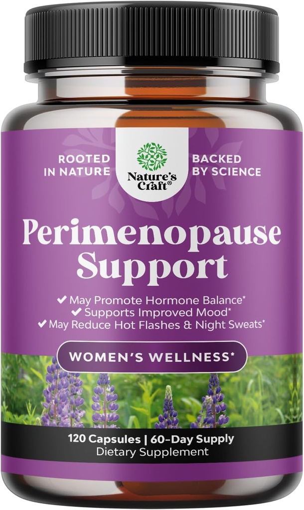 Complete Perimenopause Supplement for Women - Multibenefit Menopause Ease for Women with Maca Root Vitex Berry & Black Cohosh for Hot Flashes Night Sweats Hormone Balance and Mood Support (2 Month)