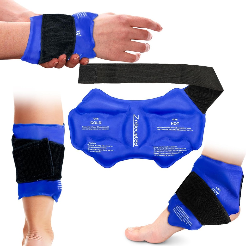 ZNÖCUETÖD Ankle Ice Pack Wrap for Swelling, Gel Wrist Foot Ice Packs for Injuires Reusable, Hot Cold Pack Compression for Pain Relief, Achilles Tendonitis, Plantar Fasciitis, Sprained,Surgery Recovery