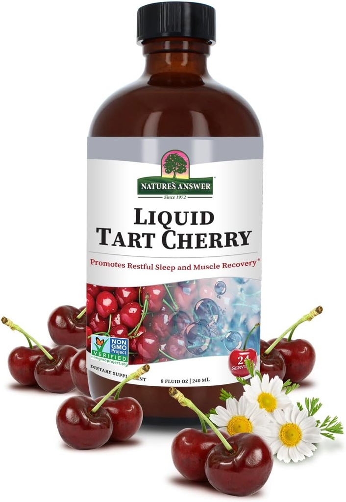 Nature's Answer Tart Cherry 8 Ounce Liquid | Promotes Recovery & Sleep | Rich in Anthocyanins | Non GMO | Gluten Free | Vegan