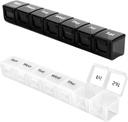 2 Pack Weekly Pill Organizer,Large and Firm Daily Pill Organizer, Portable Pill Box for Travel,Weekly Pill Dispenser(Black + White)