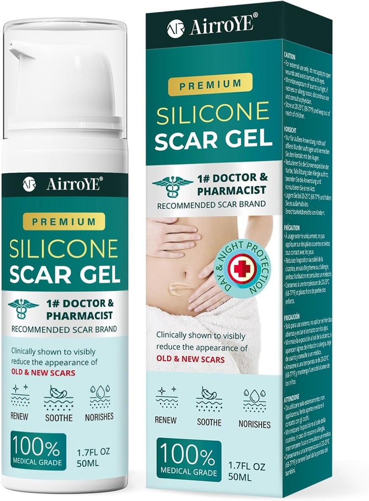 Silicone Scar Gel for Stretch Mark: 100% Silicone Scar Cream - Remove New Old Skin Scars 50g