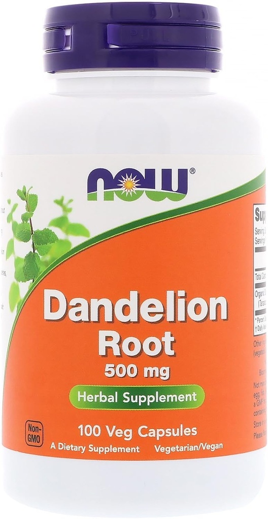 NOW Dandelion Root 500mg, 100 Capsules (Pack of 3)
