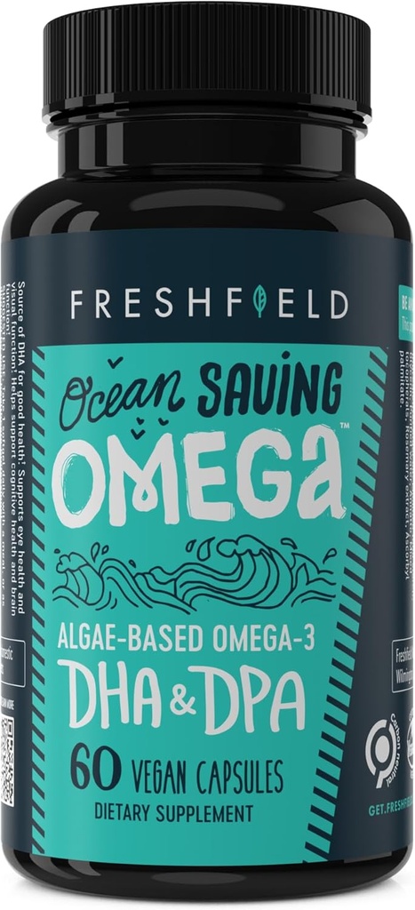 Ocean Saving Omega, Algae Omega 3, DHA Supplement, 2-Month Supply, Sustainably Sourced, Highest Levels of DHA per Capsule (440 mg), w/DPA