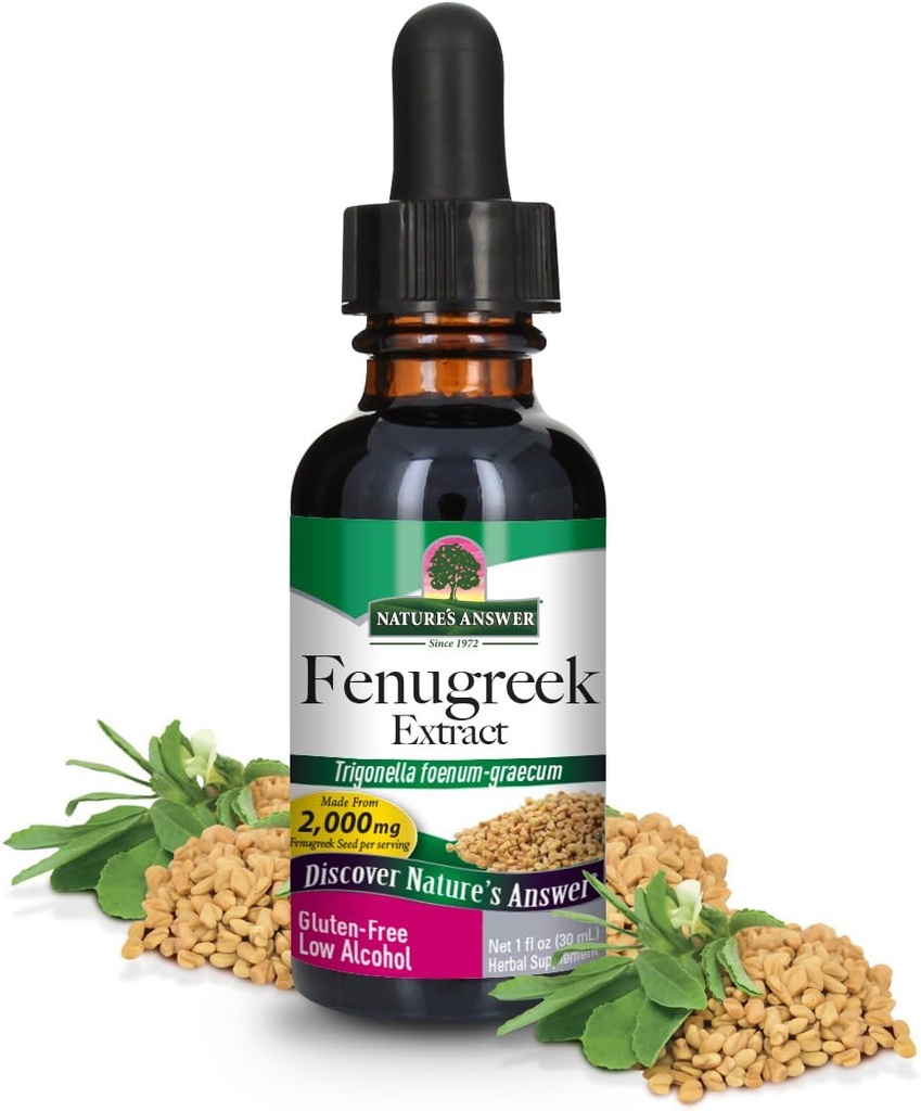 Nature's Answer Fenugreek Seed with Organic Alcohol, 1-Fluid Ounce | Female Reproductive Support | Aid for Mothers | Lactation Support | Natural Menopause Aid (Pack of 1)