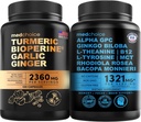 MEDCHOICE Turmeric & Ginger (120ct) and Nootropic Brain (60ct) Supplement Bundle - Wellness Duo for Joint, Digestion, Brain, & Mood Support - Vegan, Non-GMO, Gluten-Free