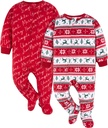 Gerber Unisex Baby Toddler Flame Resistant Fleece Footed Holiday Pajamas 2-Pack