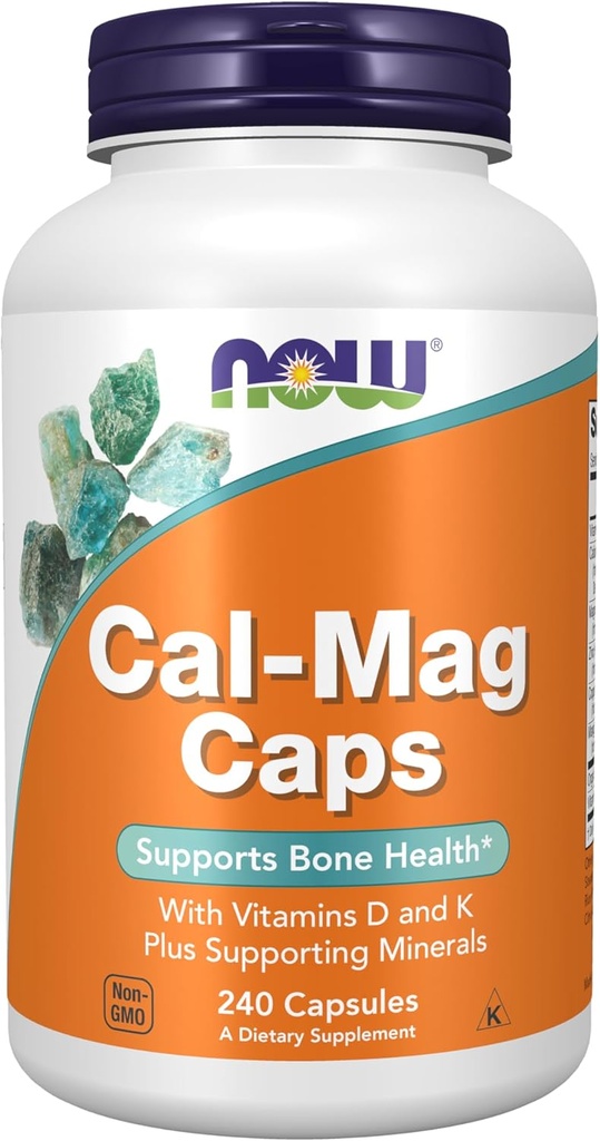 NOW Supplements, Cal-Mag Caps with Vitamin D and Supporting Minerals, Supports Bone Health*, 240 Veg Capsules
