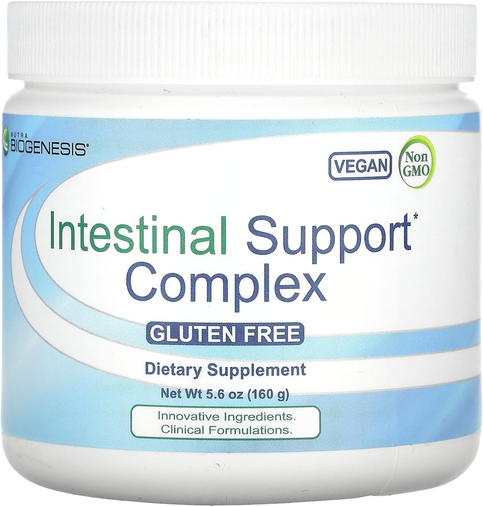Nutra Biogenesis Intestinal Support Complex - Gut Health Powder, GI Intestinal Supplement for Women & Men, L-Glutamine, Slippery Elm, Marshmallow & Licorice - 5.6 oz (20 Servings)