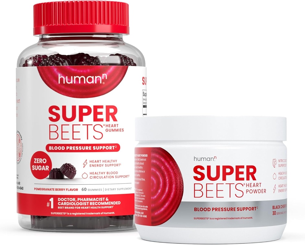 Humann SuperBeets Heart Gummies Zero Sugar & Black Cherry Powder