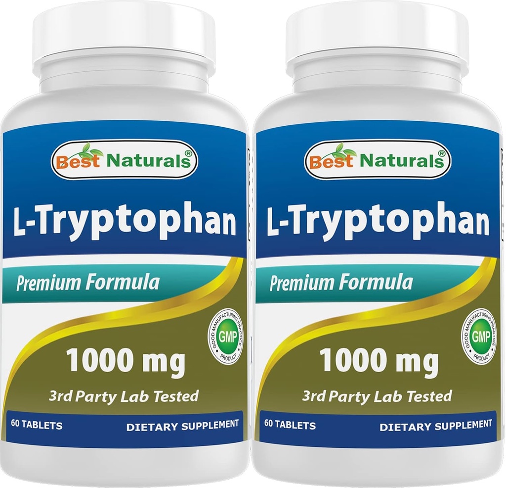 Best Naturals L-Tryptophan 1000 mg 60 Tablets (60 Count (Pack of 2))