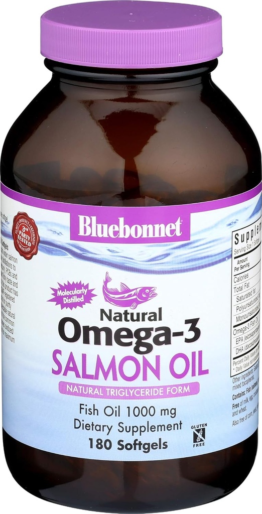 Omega-3 (Salmon Oil) 180 SoftGels, 1000 mg - Bluebonnet