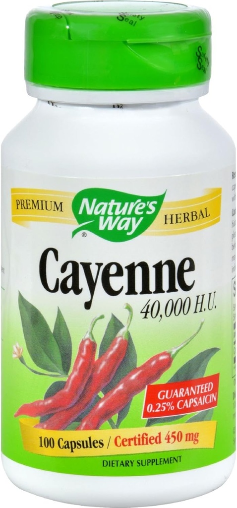 Nature's Way Cayenne and Pepper 450 Mg Capsules, 100 Count