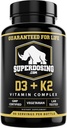 Best Value Max Strength 10,000 iu Vitamin D3 and 1500 mcg Vitamin K2 Supplements 1 Bottle Pk D3K2 Vitamins and Supplements for Health. D3-K2 MK4 Capsules, Best K2D3 Vitamin for Immune System.