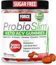 Force Factor ProbioSlim Keto ACV Gummies, Organic Apple Cider Vinegar Gummies with LactoSpore Probiotics & Prebiotics to Support Digestion, Metabolism, & Immune Health, 1 Net Carb, Apple Flavor, 120ct