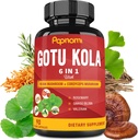 Organic Gotu Kola Extract Capsules with Reishi, Cordyceps, Rosemary, Gingko Biloba & Valerian Root - 90 Counts for 3 Months - Supports Brain, Immunity, Skin & Heart Health