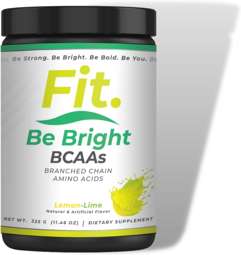 Fit. Be Bright BCAA Supplement | 5g Essential BCAA Blend | Supports Muscle Building | Speeds up Recovery | Lemon-Lime | 50 Servings