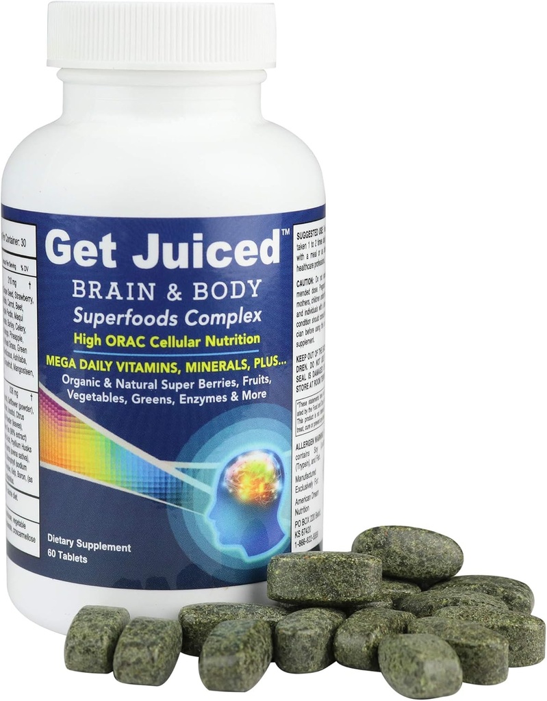 ADN Get Juiced | Brain & Body Superfood | Daily Vitamin & Mineral Complex | Whole Food Based | Natural Ingredients | 30 Servings