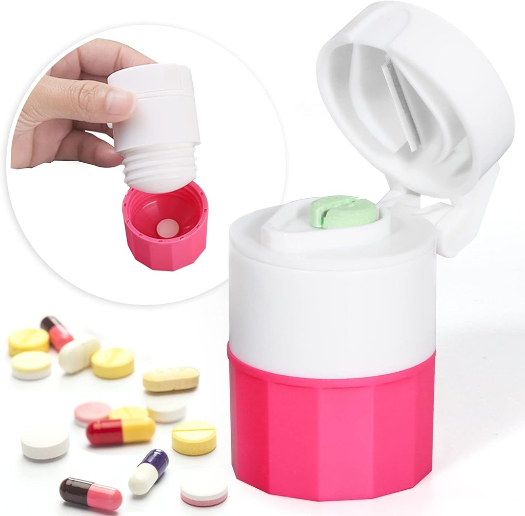 Multifunction Medicine Crusher and Grinder for Small Tablets, Fine Powder, Travel Pill Cutter with Cup and Storage