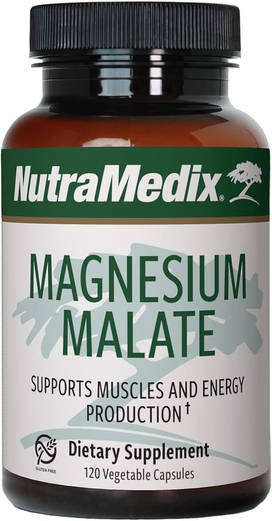 NutraMedix Magnesium Malate - Bone Health, Joint & Muscle Support - Enhanced Absorption - Energy Support Supplement - May Help Vitamin D Absorption (120 Vegetarian Capsules)