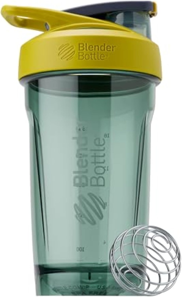 BlenderBottle Strada Shaker Cup Perfect for Protein Shakes and Pre Workout, 24-Ounce, Yellow
