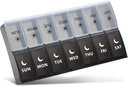 Large Pill Organizer 2 Times a Day, Weekly Pill Case, AM PM Pill Box, Day Night Pill Container 7 Day, Vitamin Case Medicine Dispenser Twice a Day (Black & White)