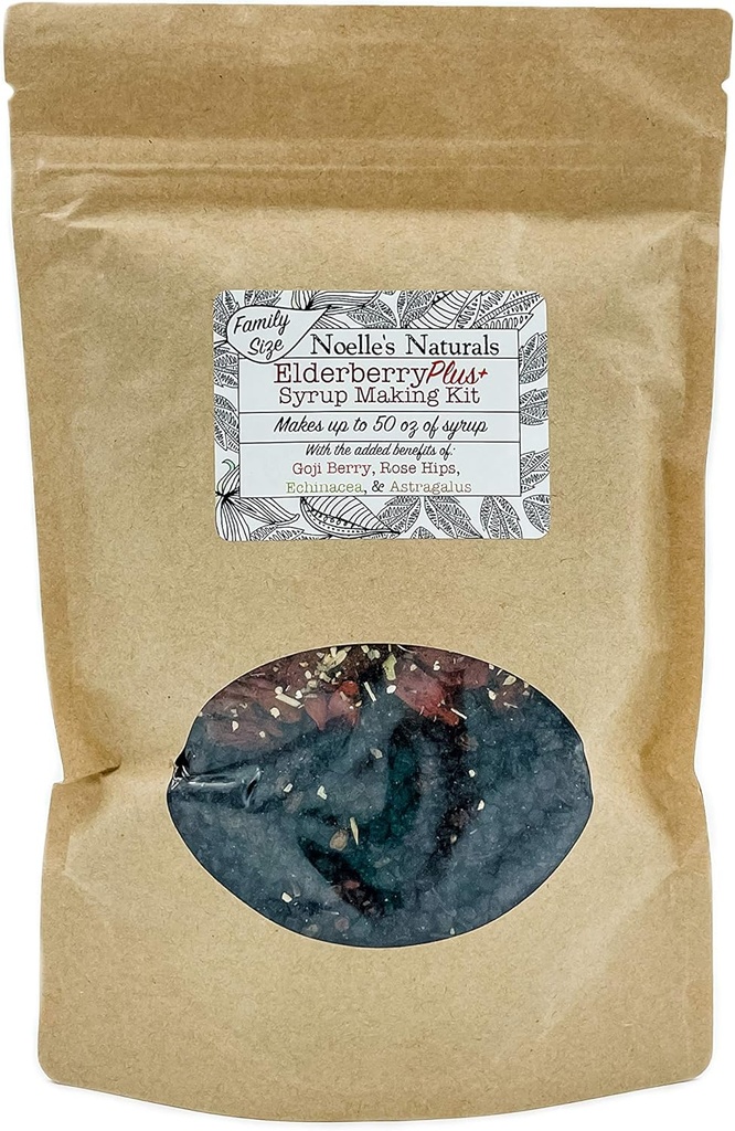 Elderberry Plus+ Family Size, Elderberry Syrup Making Kit - Makes 50 oz - Includes Free Brew Bag - Just add Your own Honey - Easy to Make at Home - Natural & Organic Ingredients
