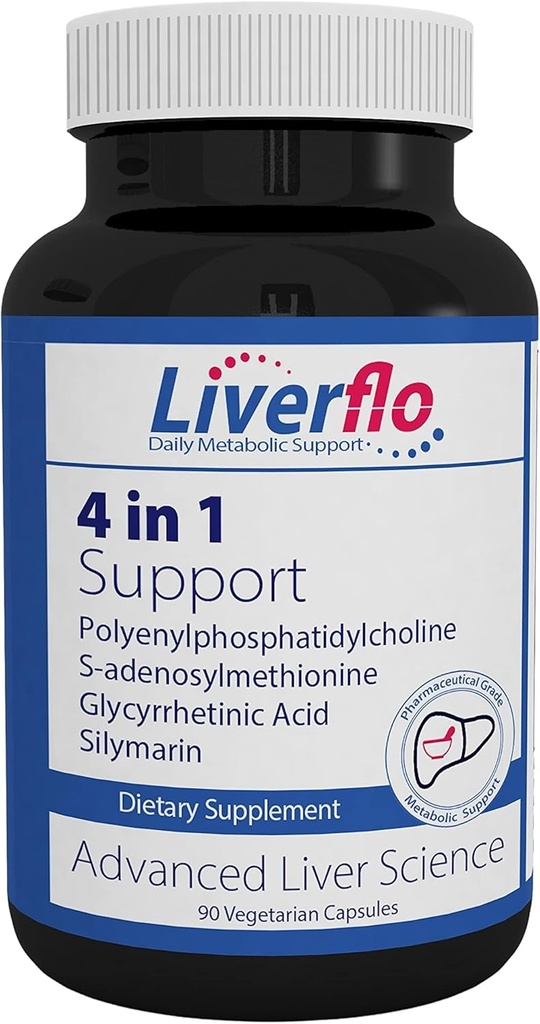Nutrasal LiverFlo Liver Support PPC Polyenylphosphatidylecholine S-adesnosylmethionine Glycyrrhetinic Acid Silymarin Supplement Vegetarian Capsules