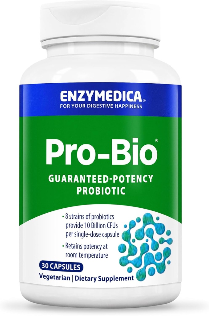 Enzymedica, Pro-Bio, Shelf Stable, Stomach-Acid Resistant Probiotic for Healthy Digestion, 10 Billion CFU, 30 Count