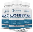 Justified Laboratories (3 Pack Glucotrust Advanced Formula Supplement Pills 180 Capsules