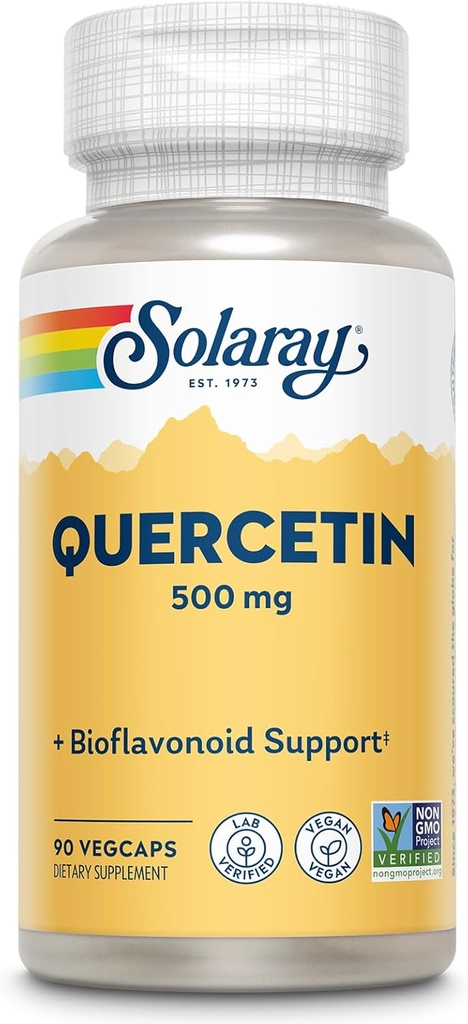 SOLARAY Quercetin 500 mg, Supports Sinus, Respiratory, Immune Function & Normal, Healthy Uric Acid Levels, 90 VegCaps