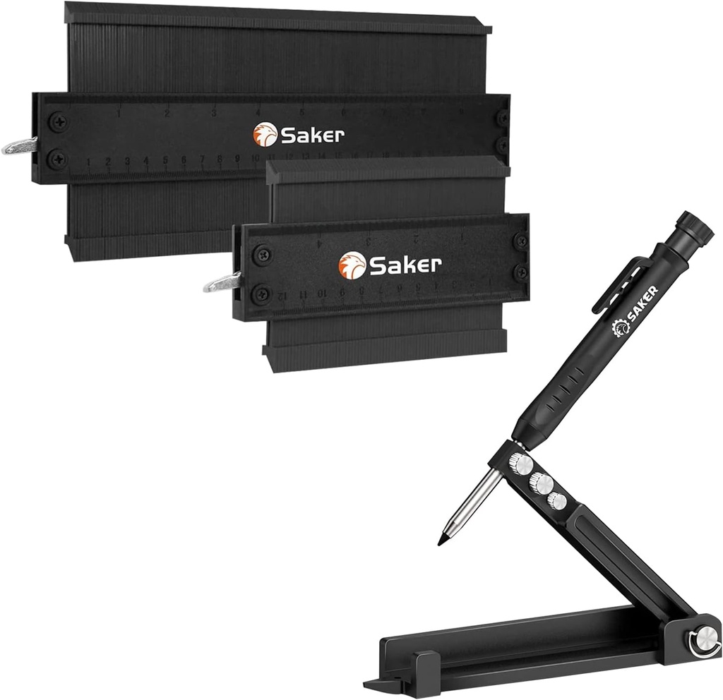 Saker Multi-function Scribing Tool&Saker Contour Duplication Gauge(10 Inch+5 Inch) (BLACK)