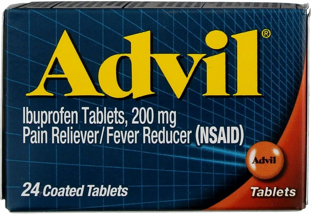 Advil Ibuprofen Pain Reliever/Fever Reducer, 200 mg Coated Tablets - 24 ct, Pack of 2