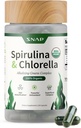 Snap Supplements Organic Spirulina and Chlorella - Protein Rich Blue Green Algae Superfood Supplement for Energy and Immune Support, 120 Vegetarian Capsules (30 Servings, 1 Month Supply)