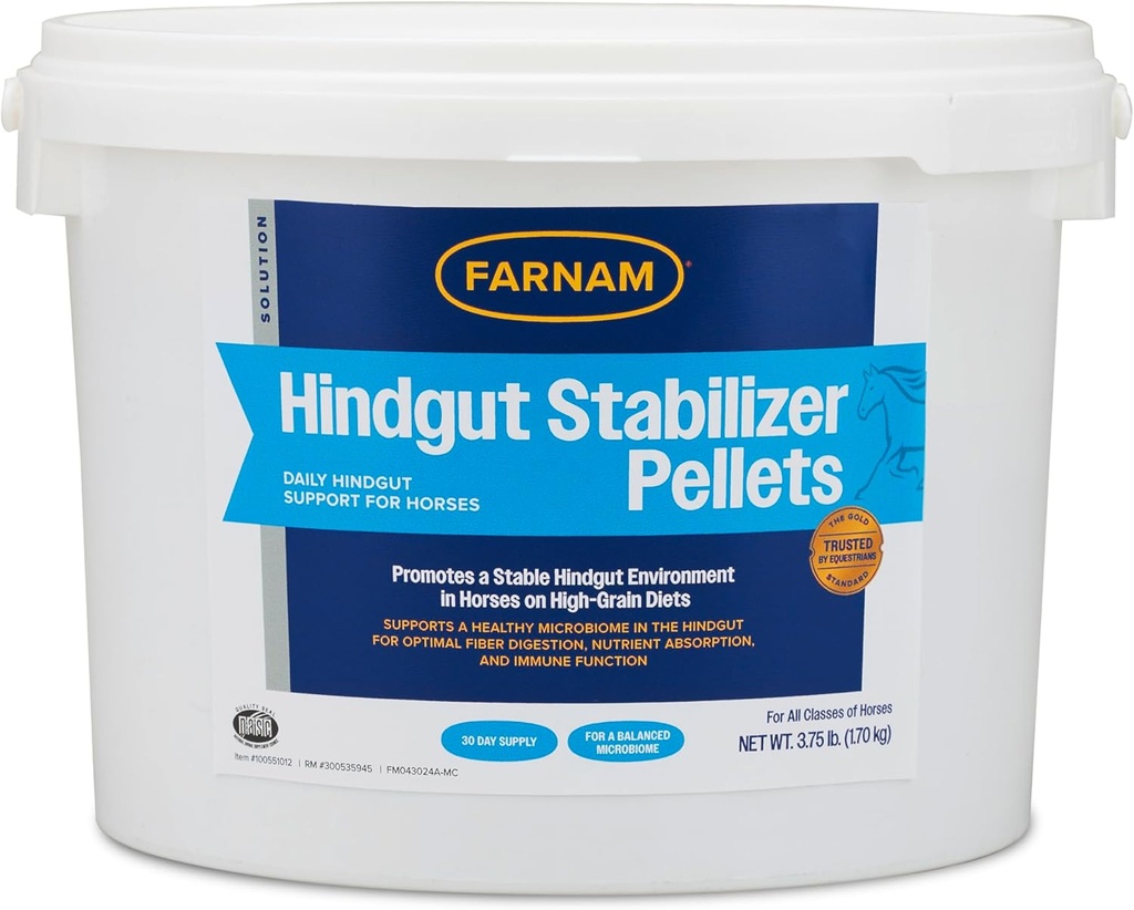 Farnam Hindgut Stabilizer Pellets, Daily Digestive & Immune Supplement for Horses Helps Maintain a Balanced Microbiome for Optimal Digestion