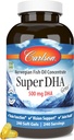 Carlson Super DHA Gems - 500 mg DHA Supplements, 640 mg Fatty Acids, Norwegian Fish Oil Concentrate, Wild-Caught, Sustainably Sourced Fish Oil Capsules, 240 Softgels