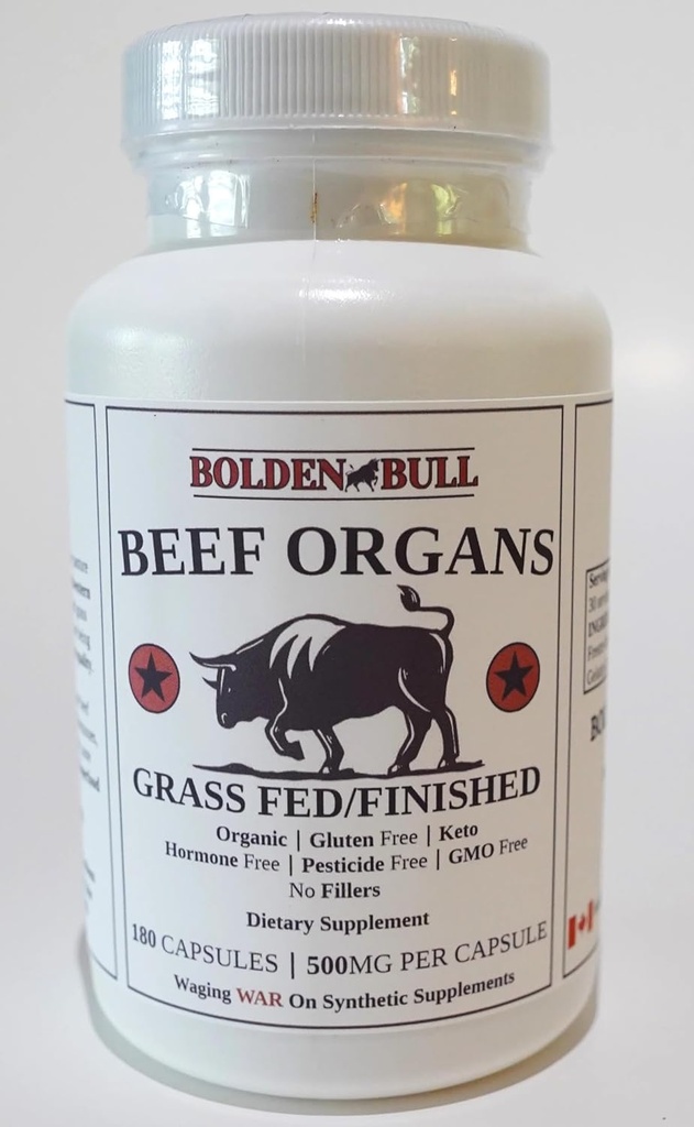 Beef Organ Supplement Grass-Fed/Finished - Pasture Raised – Undefatted 3000mg | No Fillers | Natural Iron, Vitamin A, B12 for Energy | Non-GMO | Hormone & Pesticide Free | Gluten-Free.