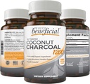 Activated Coconut Charcoal 1200mg, 180 Capsules - Pills for Digestive System, Bloating, Vegan (1bottle)