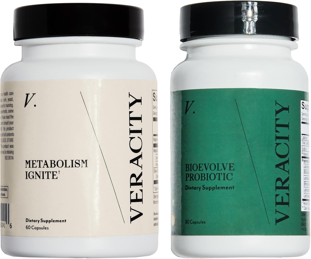 Veracity Ignite & Bioevolve Probiotic - Boosts GLP-1 to Curb Hunger, Natural Metabolic Support, Gut Health - Clinically Studied Hunger Management GLP Supplement for Women & Men