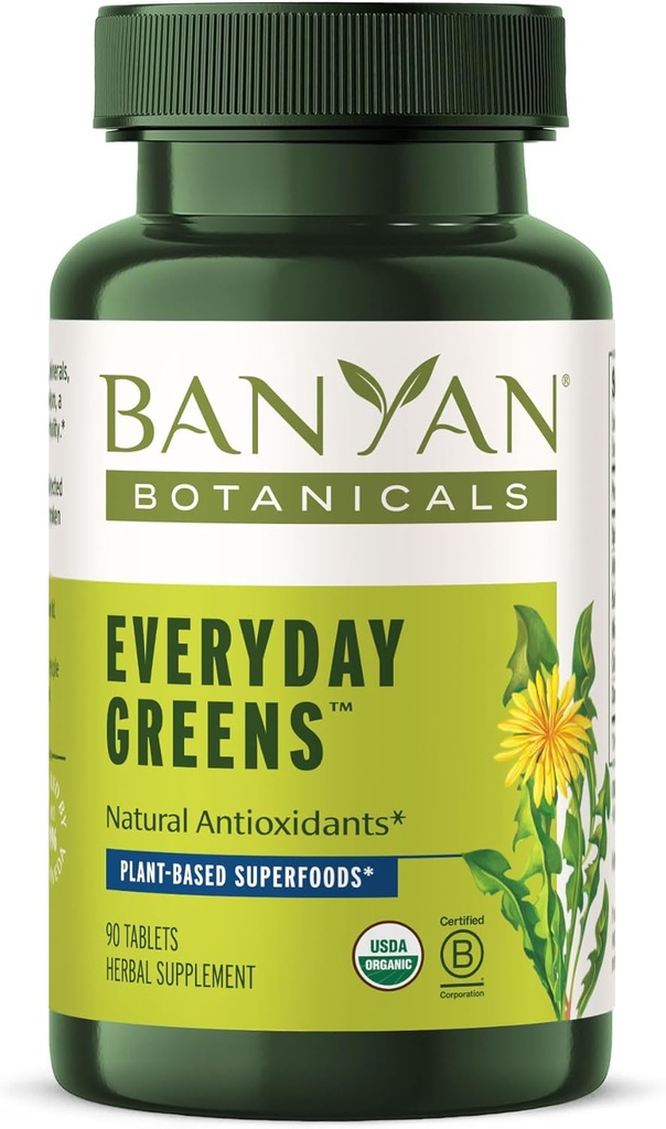 Banyan Botanicals Everyday Greens – Organic Superfood Tablets – Natural Source of Vitamins, Minerals & Antioxidants – Supports Optimal Energy & Health* – 90 Tablets – Non-GMO Sustainably Sourced Vegan