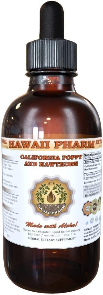 Californian Poppy (Eschscholzia Californica) and Hawthorn (Crataegus Laevigata) Liquid Extract 4 oz