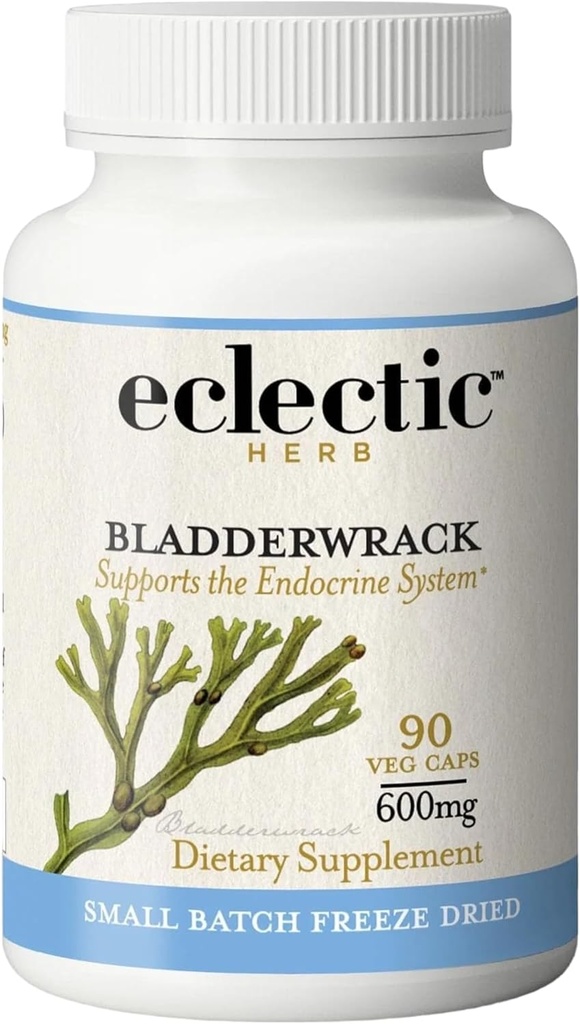 Eclectic Herb - Premium Freeze-Dried Bladderwrack Capsules | Endocrine System Support | Healthy Skin and Hair | Seaweed Supplement | Wildcrafted, Hand-Harvested, Non-GMO, Vegan (90 CT | 600 mg)