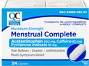 Quality Choice Menstrual Complete Max Strength Period Pain Relief, 500 mg of Acetaminophen, 60mg of Caffeine, 15mg of Pyrilamine Maleate, Cramps, Bloating, Headache. 24 Count.
