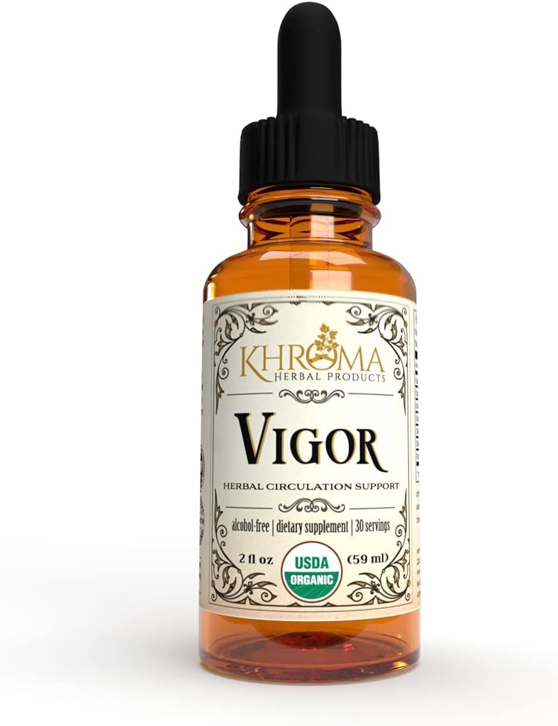 Vigor - Organic Circulation Complex - Khroma Herbal Products - Absolutely The Most Effective Circulatory Support You'll Ever Take - 2 oz Liquid - 30 Servings