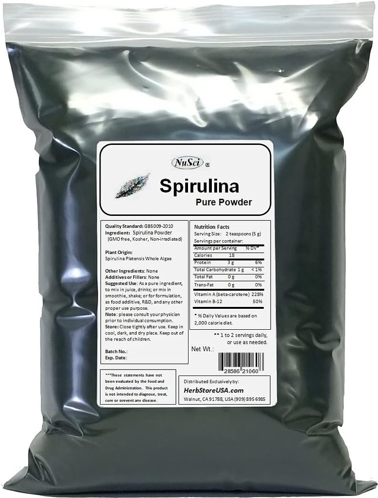 100% Pure Spirulina Powder Fresh Energy Non-Irradiated (2000 Grams (4.4 lb))